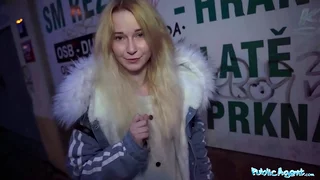 Public Agent She finished with a face full of spunk after riding cock