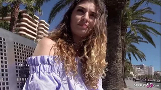 GERMAN SCOUT - Magaluf Urlauberin Candice f&uuml;r Geld am Strand gefickt bei Strassen Casting