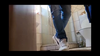 Caught my stepmom masturbating with her glass dildo in the shower