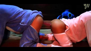 Double dildo ass to ass and hard anal creampie