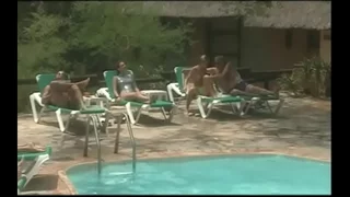 Cecile Gives One Guy a Blowjob and Another a Handjob in a MMF Threeway