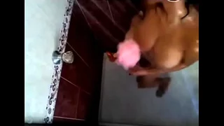 Hottest black slut lives taking shower