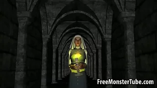 Hot 3D redhead babe gets fucked hard by a vampire